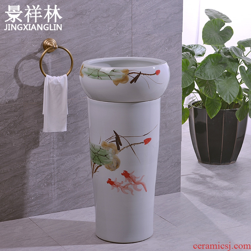 Chinese pottery and porcelain basin of pillar type lavatory floor toilet pillar one - piece balcony lavatory