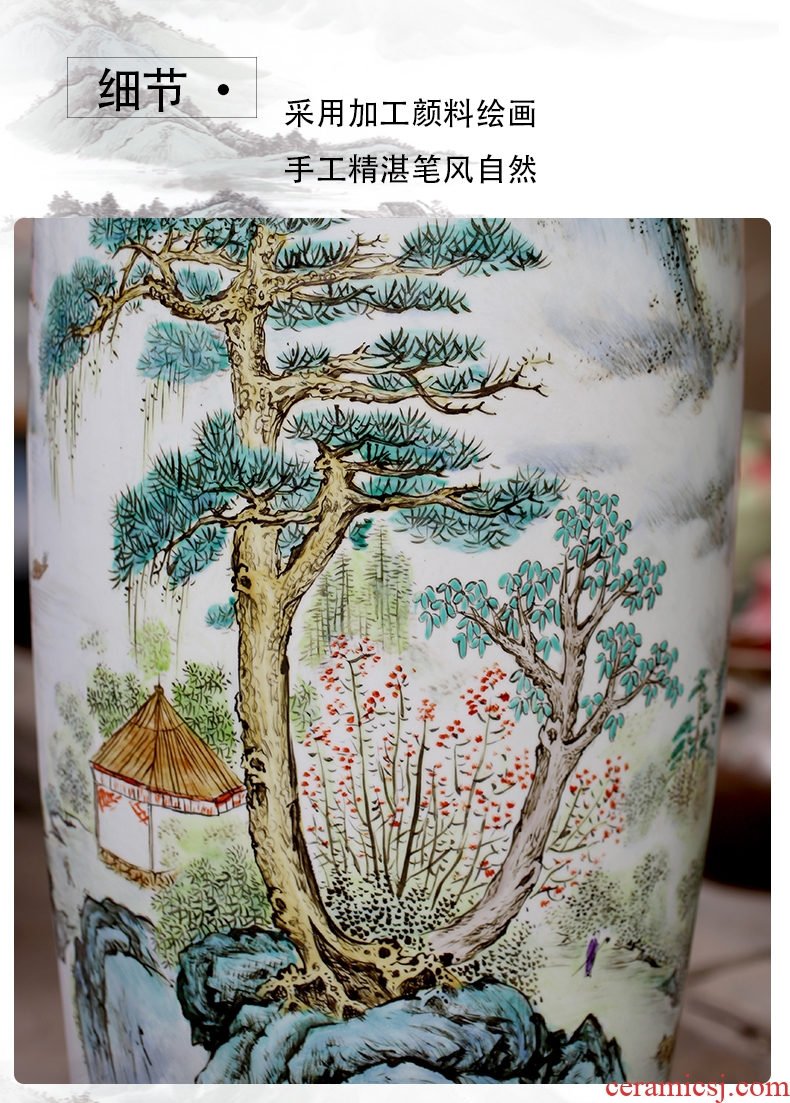 Jingdezhen porcelain has a long history in the sitting room of large vase hand - made famille rose porcelain hotel large furnishing articles at feel