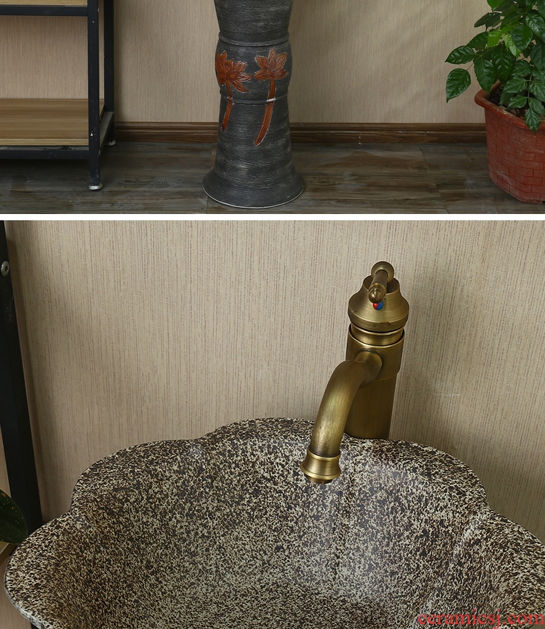 Basin of Chinese style lavabo floor pillar one Basin balcony ceramic Basin of pillar type lavatory toilet column
