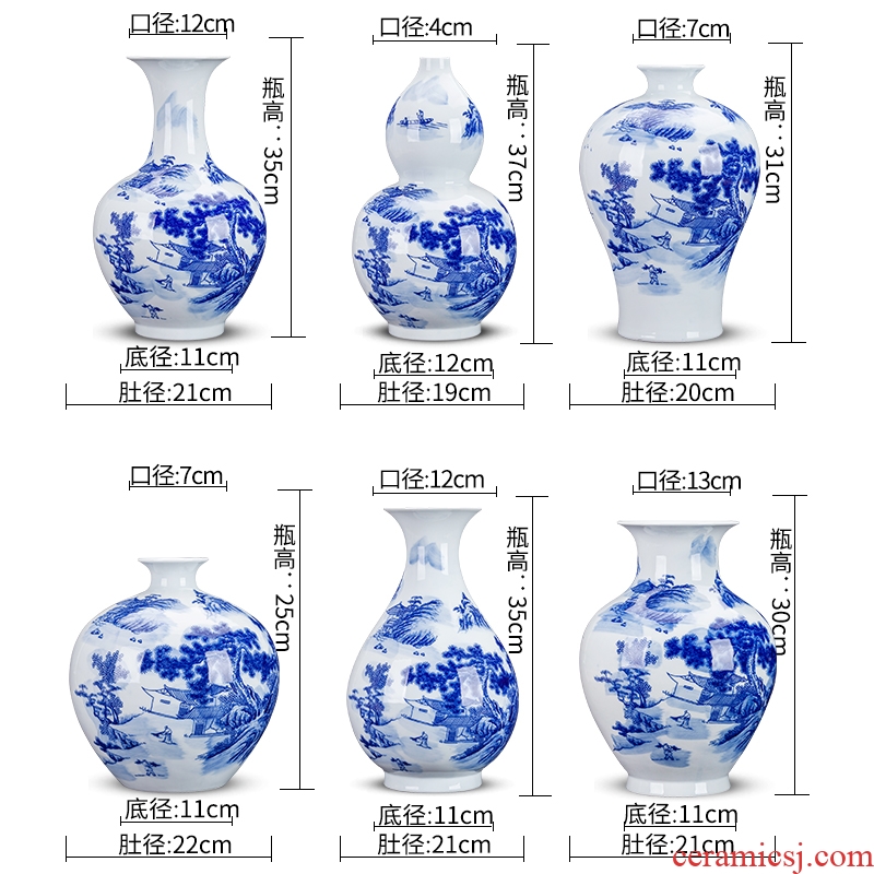 Jingdezhen blue and white porcelain vases, flower arrangement sitting room of Chinese style household ceramics study adornment handicraft furnishing articles gifts