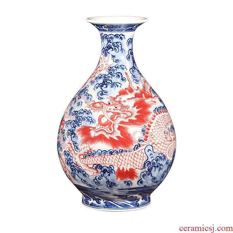 Jingdezhen ceramics antique hand - made of blue and white porcelain vases, flower arrangement furnishing articles the new Chinese rich ancient frame sitting room adornment