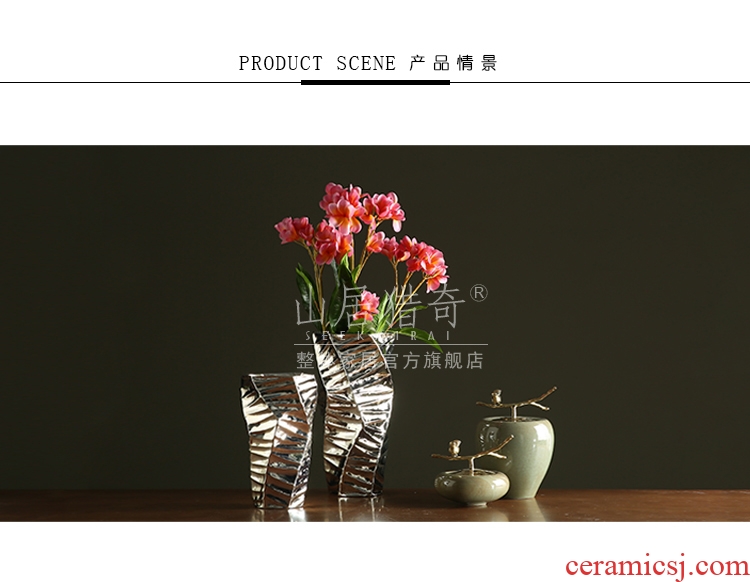 Contracted and I jingdezhen ceramic dry flower of large vase restoring ancient ways furnishing articles sitting room flower arranging flowers, checking pottery - 578961340404