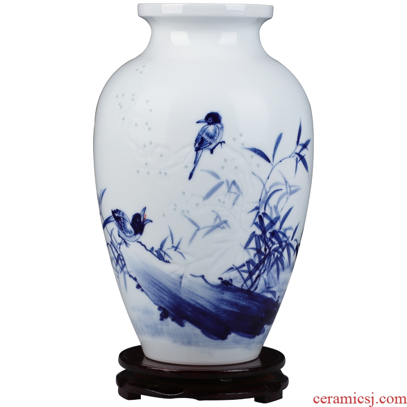 Jingdezhen ceramics hand - made vases, flower arrangement of Chinese style home sitting room adornment TV ark place New Year gift