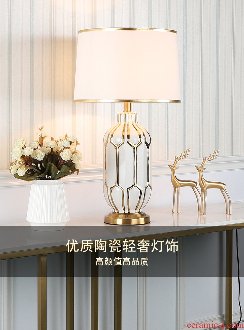 Yao ma American desk lamp light Angle of sitting room sofa what large key-2 luxury rural Europe type restoring ancient ways of pottery and porcelain lamp of bedroom the head of a bed