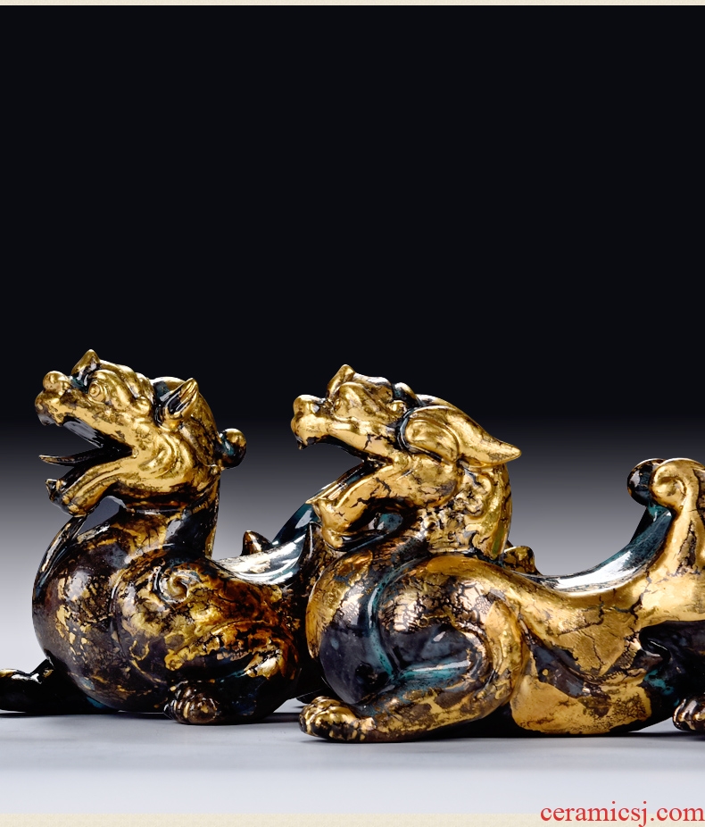 Oriental clay ceramic artisans Zhang Chang the teacher Lin, a bronze color series/day Paul of the mythical wild animal