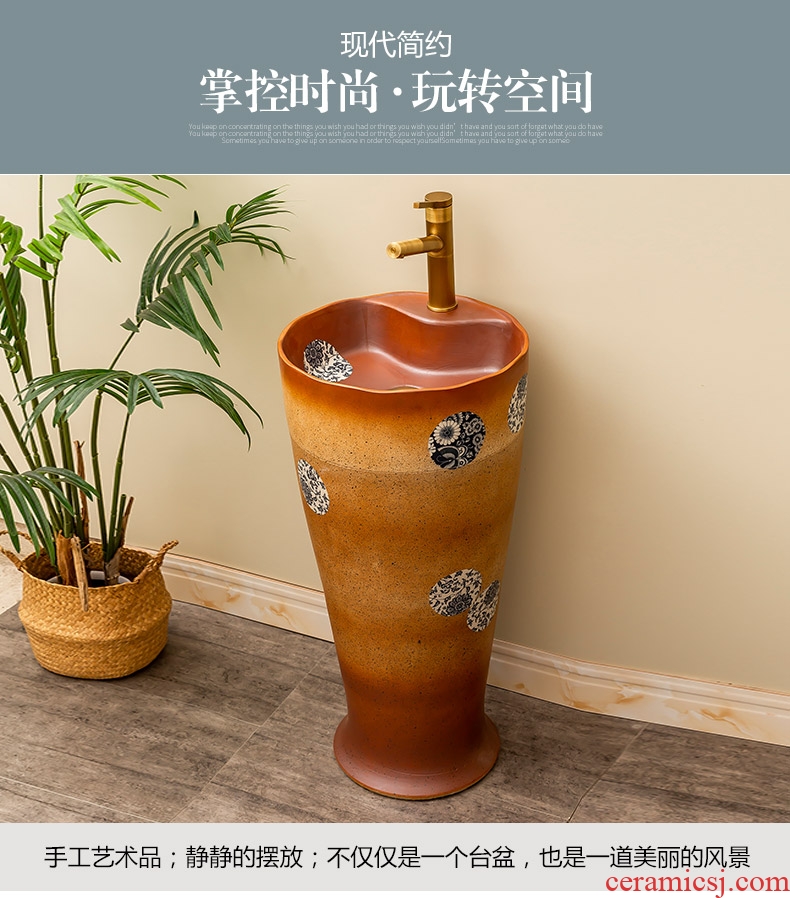 Retro ceramic column basin one balcony is suing patio floor type lavatory household toilet lavabo