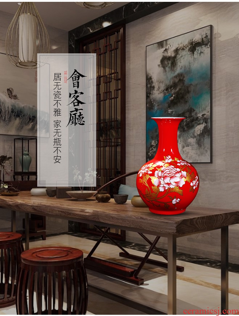 Jingdezhen ceramics hand - made vases large famous checking art furnishing articles of new Chinese style household adornment sitting room - 592144159230