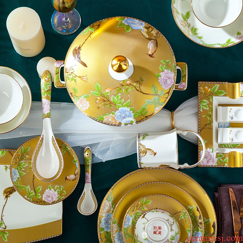 Blower, jingdezhen ceramic tableware suit light dishes to use Chinese wind high - end key-2 luxury ceramics dishes