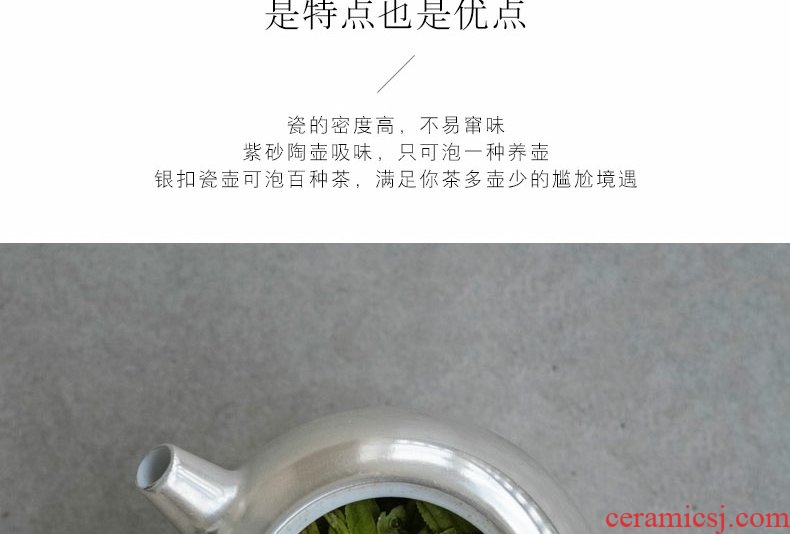 Continuous grain of checking silver pot of jingdezhen ceramic kung fu tea sets teapot household little teapot single pot gift box