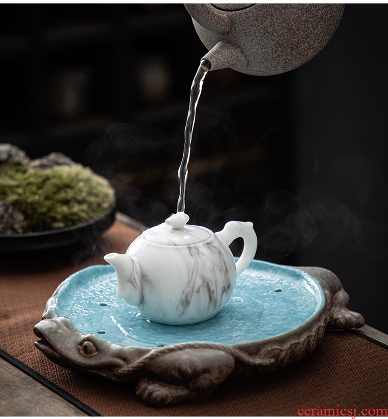 Auspicious industry dry tea set tea table ceramic household circular creative water sea small tea tea set tray