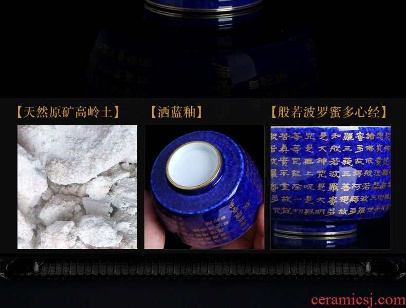 Continuous up with jingdezhen ceramic grain green was heart sutra master built lamp that single men and a cup of tea cup, a single large goods