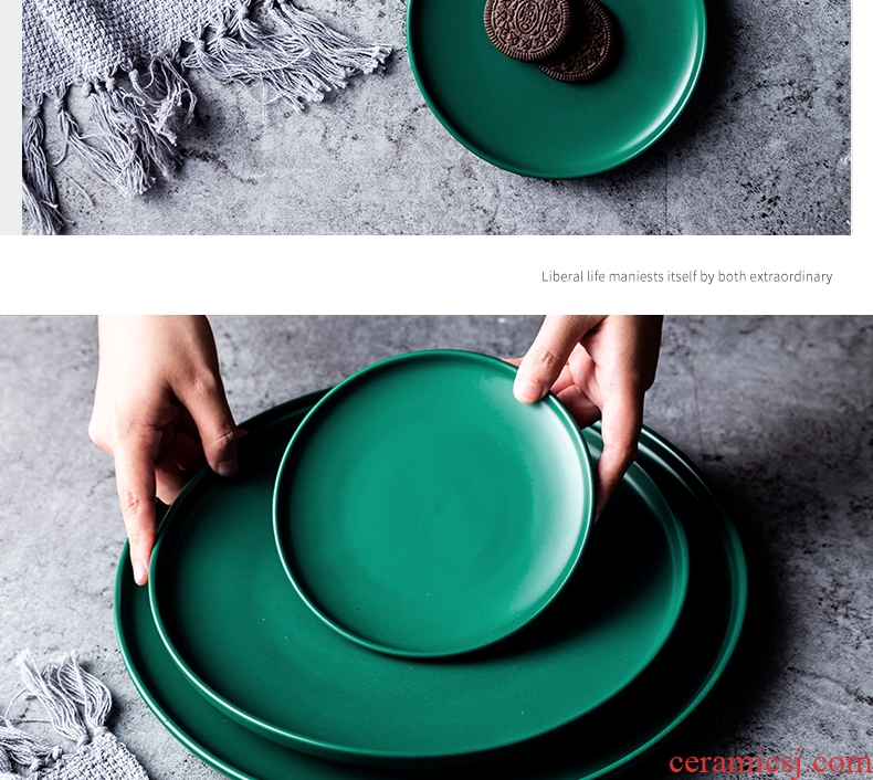 Nordic ceramic household steak dinner plate plate net red food plate creative breakfast snack plate plate plate