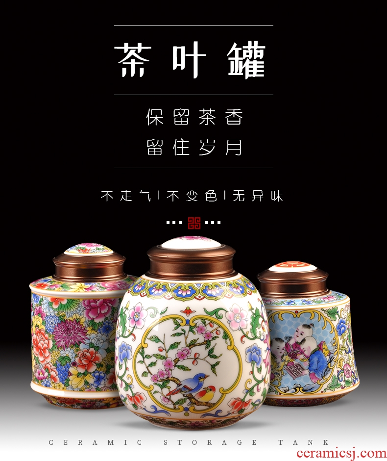 Jingdezhen porcelain enamel sealing caddy fixings coloured drawing or pattern gift boxes box of goods can of pu 'er tea tea pot POTS