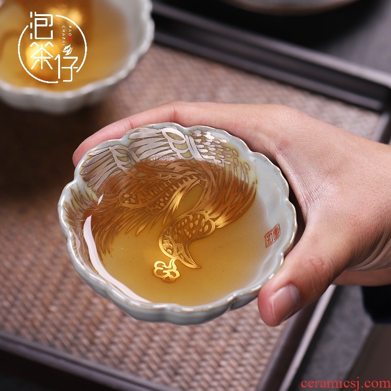 Restoring ancient ways your up open a piece of ice to crack the master cup single CPU getting checking ceramic silver cup men 's single kung fu tea