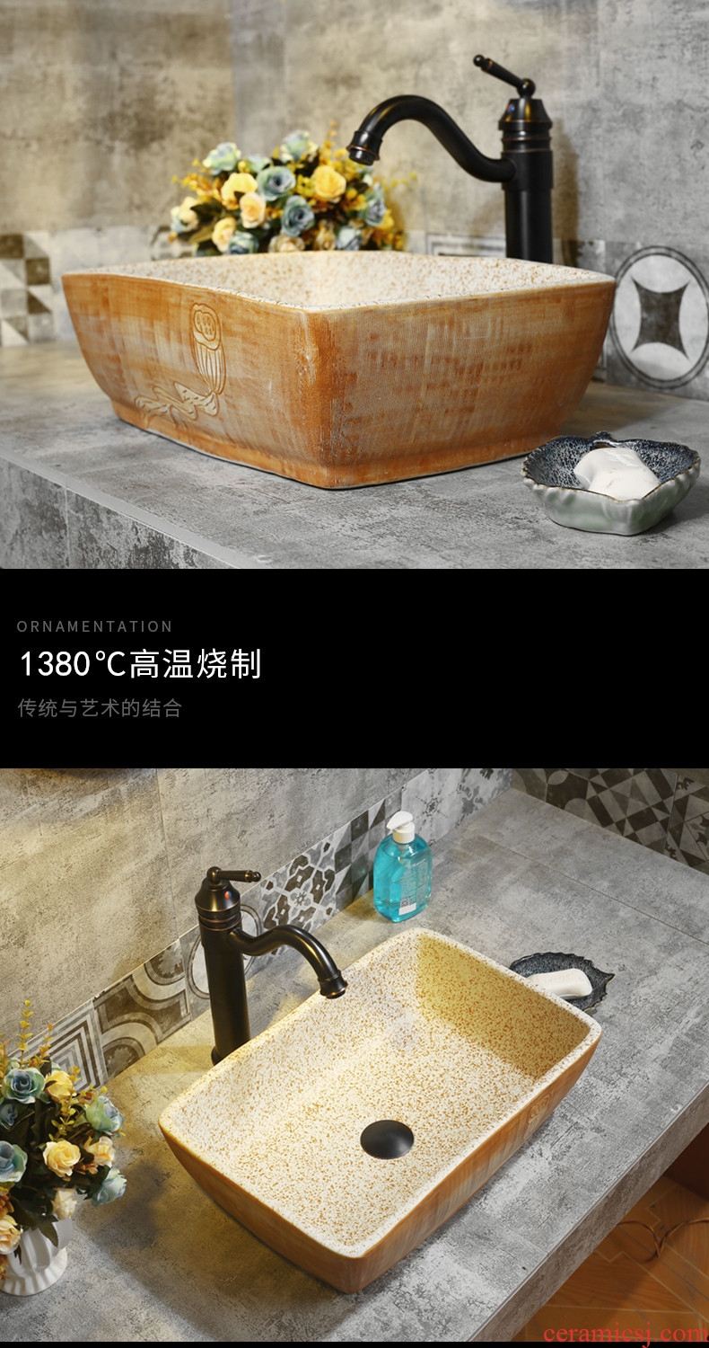 Square basin of Chinese style art ceramic stage basin sink basin bathroom sinks counters are contracted household