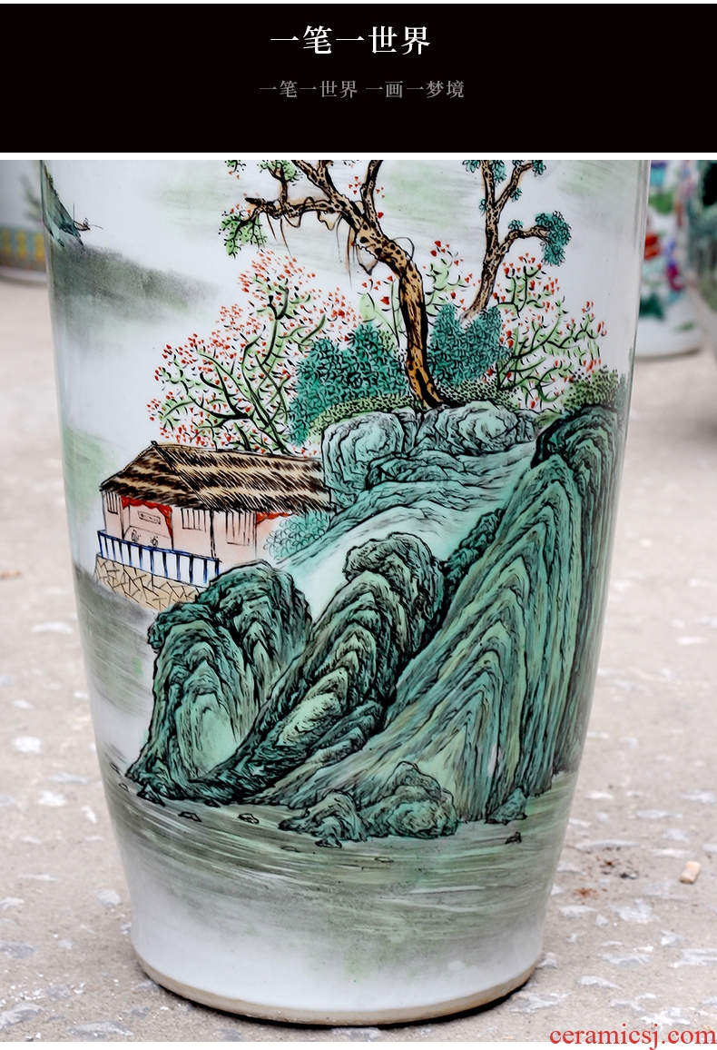 Jingdezhen ceramic furnishing articles hand - made of blue and white porcelain vase painting of flowers and big sitting room flower arrangement of Chinese style porch decoration - 534379978458