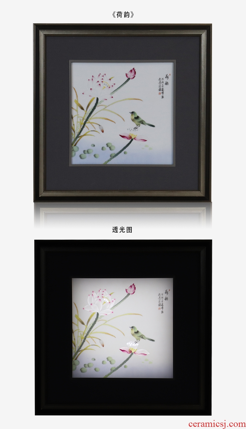 Luminous high - grade jingdezhen porcelain plate painting ceramic painting of flowers and birds home sitting room hangs a picture background wall decoration process