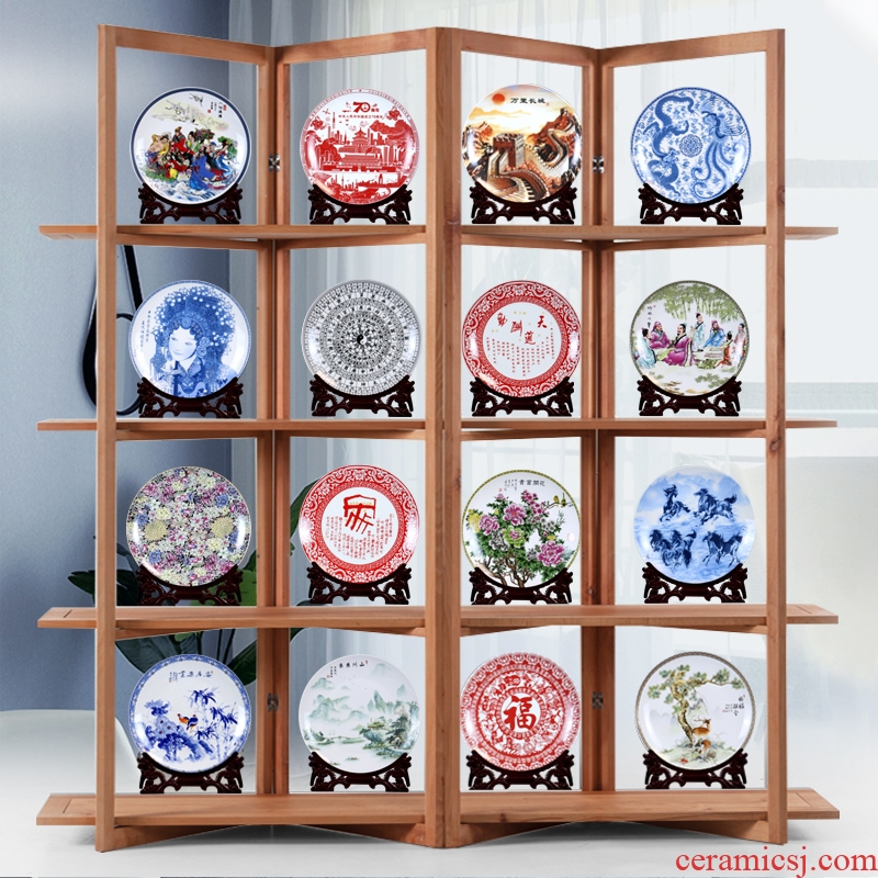 Make jingdezhen ceramics from the hanging sat dish dishes rich ancient frame, the decoration wine ark, adornment handicraft furnishing articles to the living room