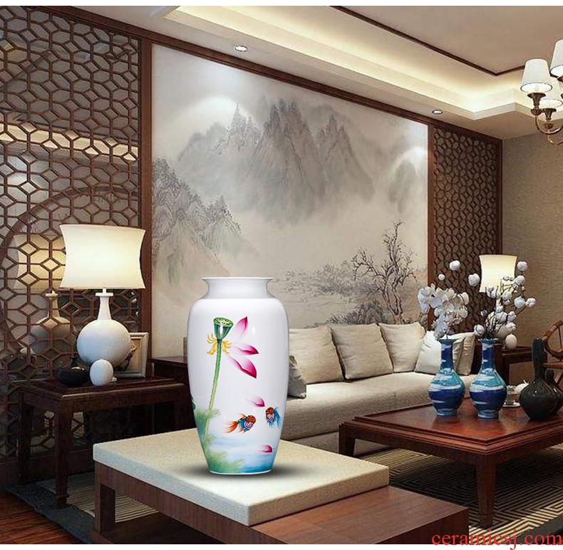 Jingdezhen chinaware bottle of new Chinese style living room lucky bamboo powder enamel lotus flower arranging furnishing articles TV ark, decoration decoration