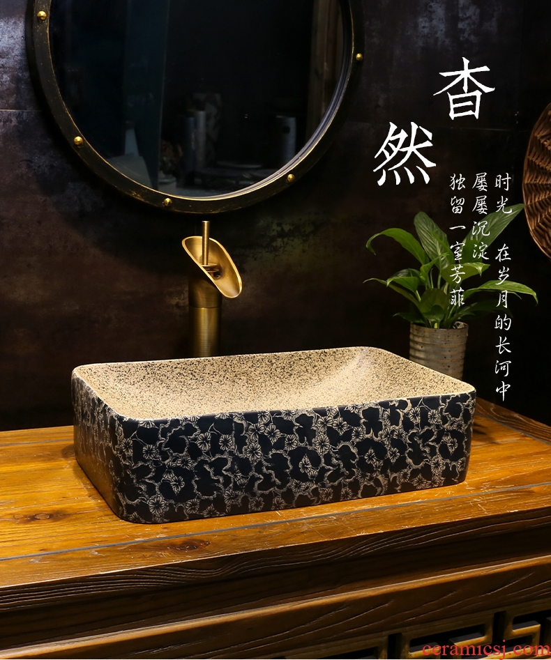 Grind arenaceous green decorative pattern art stage basin, ceramic basin household toilet stage basin on the sink