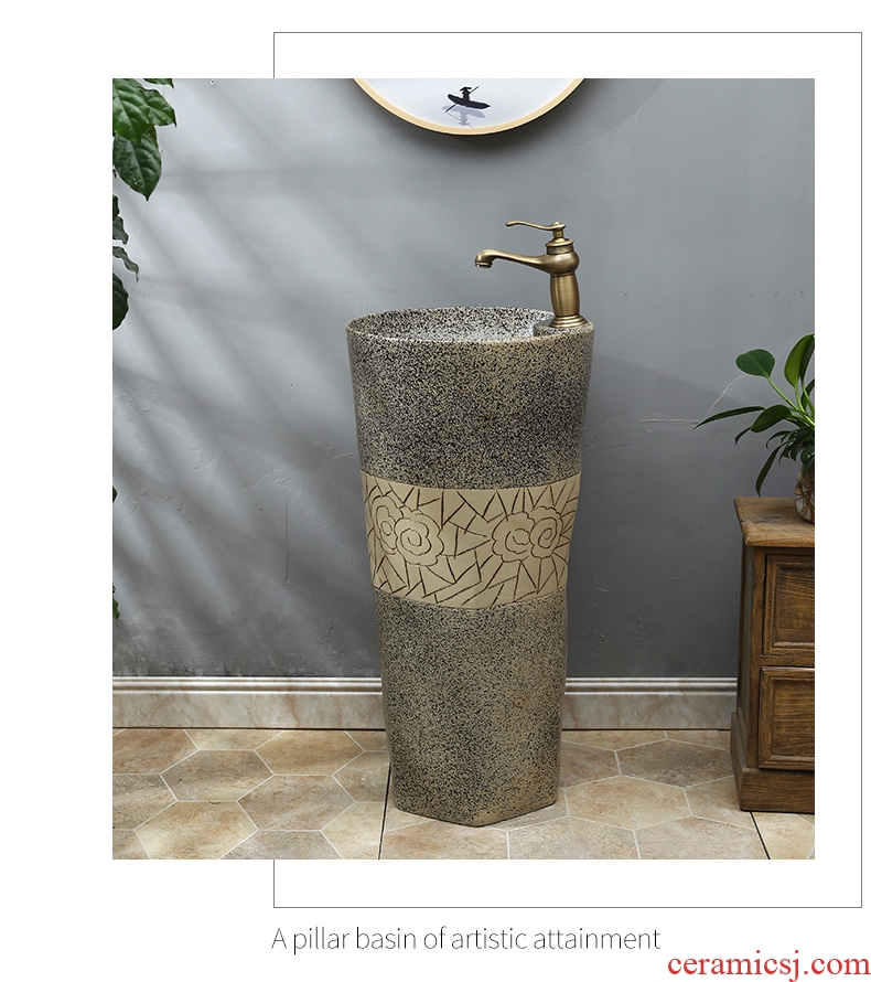 Post type lavatory jingdezhen ceramic basin one - piece art pillar lavabo vertical landing platform
