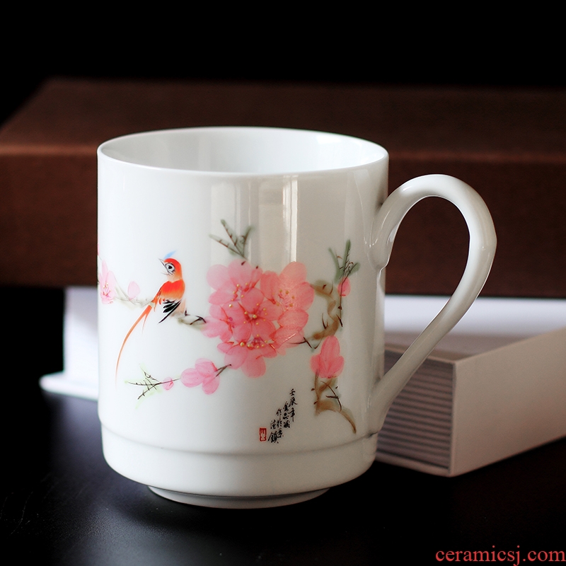 Red leaves office Chinese hand - made ceramic ceramic cup cup cup with cover business peach ceramic cups of water