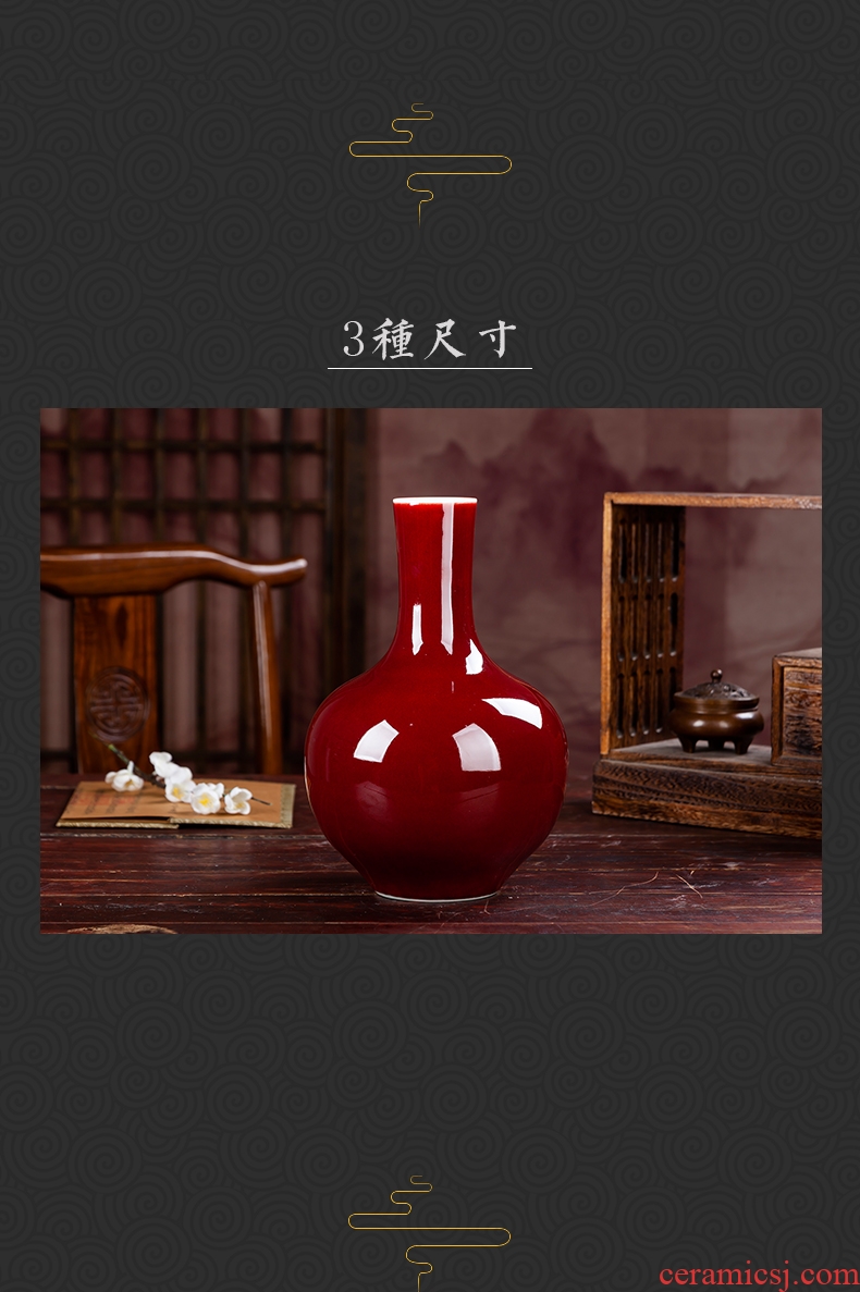 Jingdezhen ceramic antique ji red vases, flower arranging rich ancient frame the sitting room of Chinese style household furnishing articles large tree