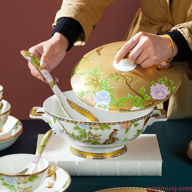 Blower, jingdezhen ceramic tableware suit light dishes to use Chinese wind high - end key-2 luxury ceramics dishes