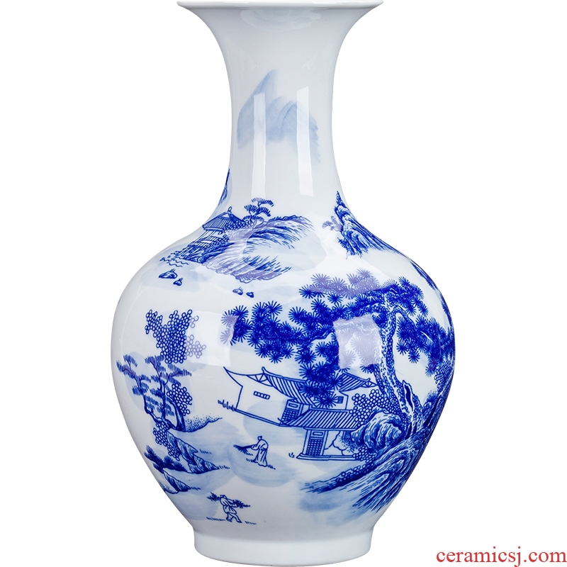 Jingdezhen blue and white porcelain vases, flower arrangement sitting room of Chinese style household ceramics study adornment handicraft furnishing articles gifts