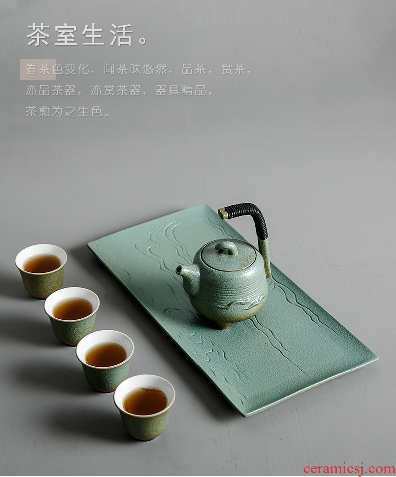 Bo yiu-chee contracted coarse pottery teapot tea sets tea tray was home office ceramic a pot of four cups of kung fu tea set