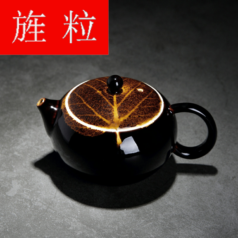 Continuous up with jingdezhen ceramic grain green was konoha temmoku light household teapot manual kung fu tea set the teapot