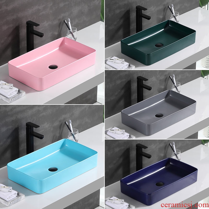 Matte enrolled Nordic stage basin ultra - thin home toilet lavabo, square, single ceramic lavatory basin