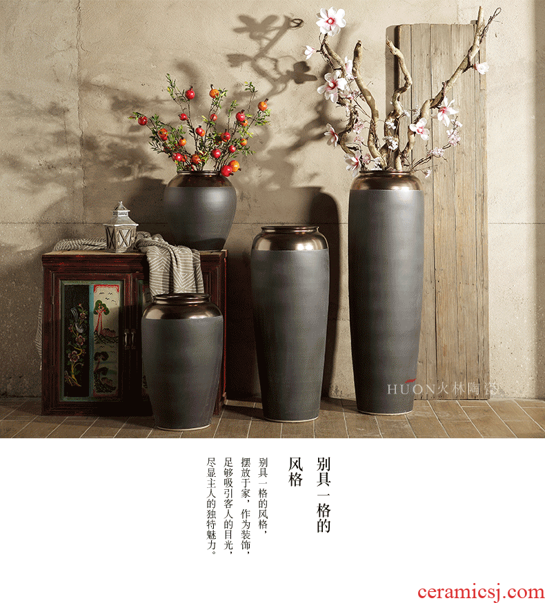 Large three - piece ceramics vase furnishing articles flower arranging modern blue and white porcelain is contracted sitting room floor decoration - 601209005395