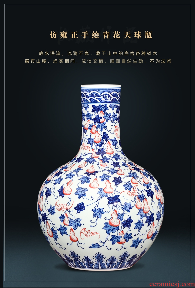 Jingdezhen ceramics antique hand - made Chinese blue and white porcelain vases, flower arrangement sitting room ark, home furnishing articles