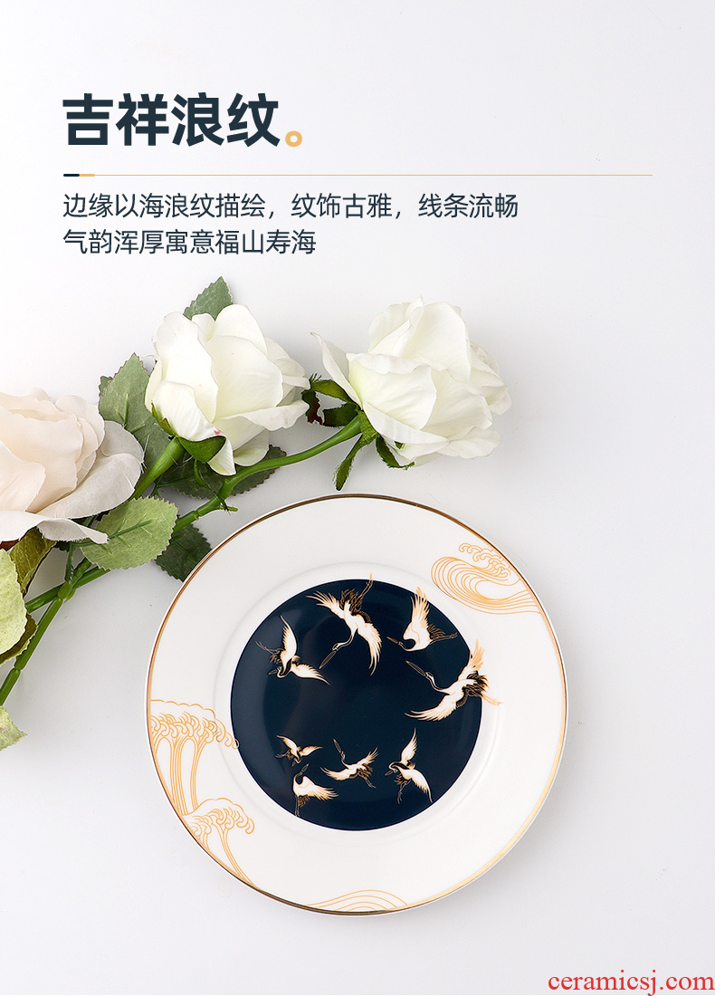 Inky up phnom penh ceramic plate plate household combination suit creative ipads porcelain tableware steak dinner plate cranes