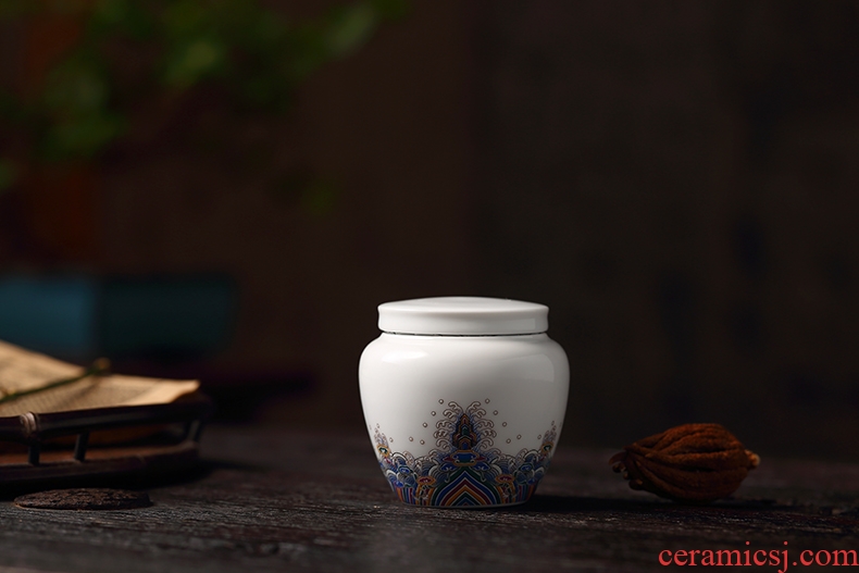 Cloud Cloud colored enamel porcelain tea pot travel small tin lid seal pot mini household storage tank kung fu tea set