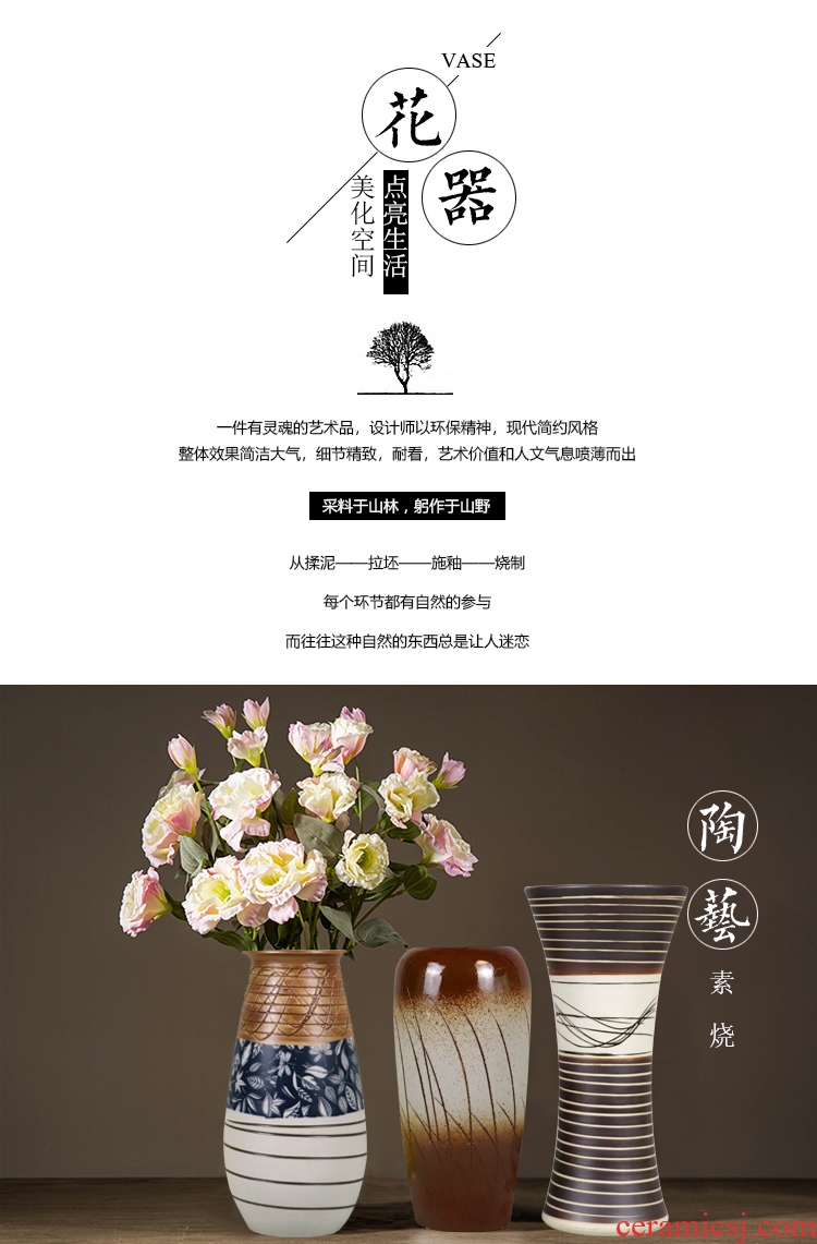 Three - piece restoring ancient ways of jingdezhen ceramics from Chinese vase furnishing articles sitting room dry flower flower arranging flowers in the small ornaments