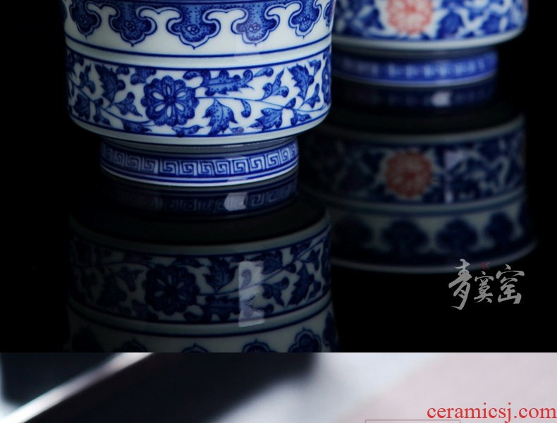 Continuous grain of jingdezhen ceramic checking sample tea cup master cup single cup of blue and white porcelain tea cups, kung fu tea cups