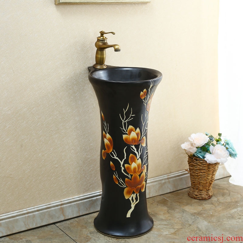 Art basin of wash one, one small ceramic basin of pillar type lavatory toilet balcony column floor type household