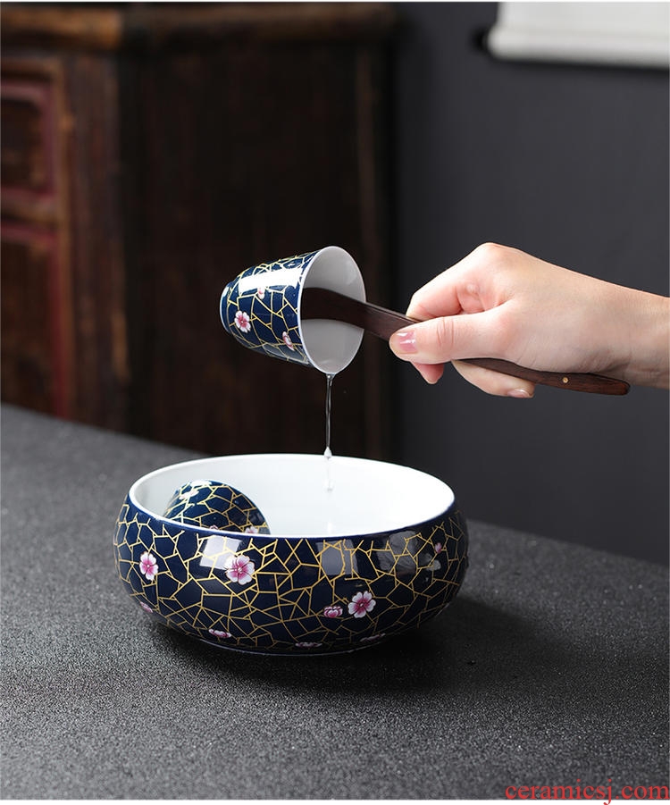 Four - walled yard modern household ji blue glaze kung fu tea set your up manual ceramic teapot tea tea set fair keller