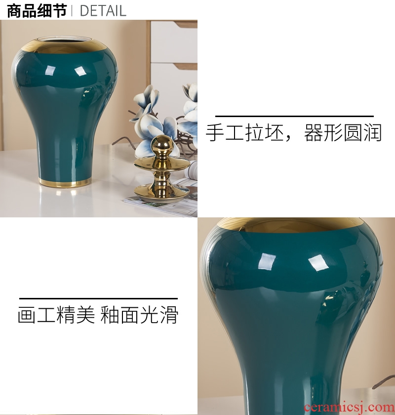 Jingdezhen ceramic vase household the general pot of new Chinese style porch example room dry flower arranging flowers, soft adornment is placed