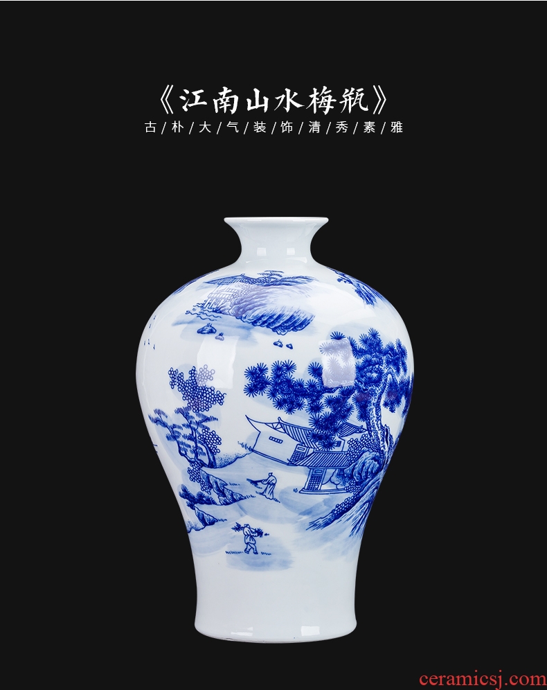 Jingdezhen blue and white porcelain vases, flower arrangement sitting room of Chinese style household ceramics study adornment handicraft furnishing articles gifts