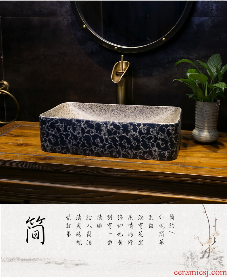 Grind arenaceous green decorative pattern art stage basin, ceramic basin household toilet stage basin on the sink