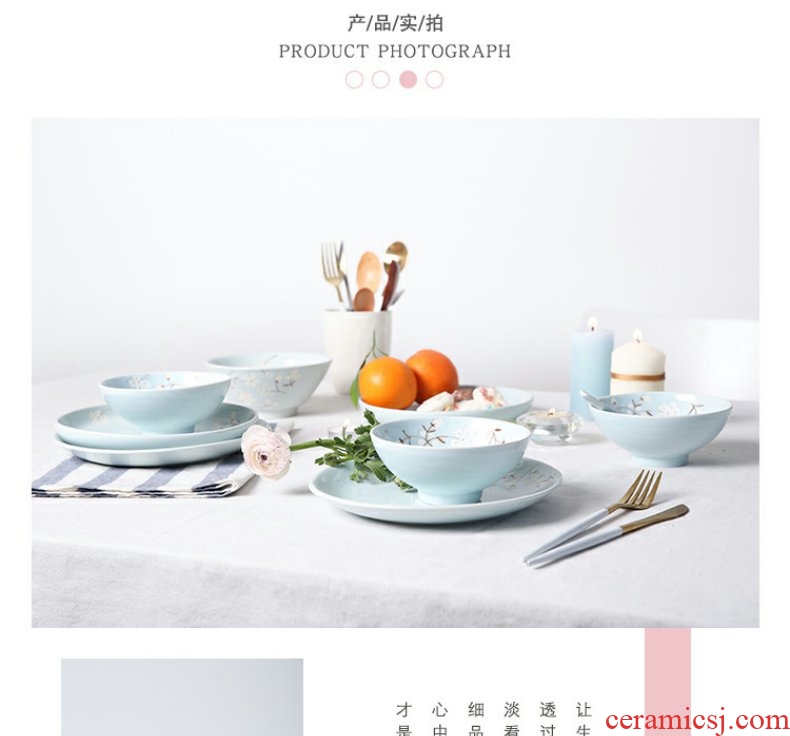 Continuous grain 【 】 sakura bamboo shoot 4 time tableware suit Japanese dishes suit household combination dishes ceramics