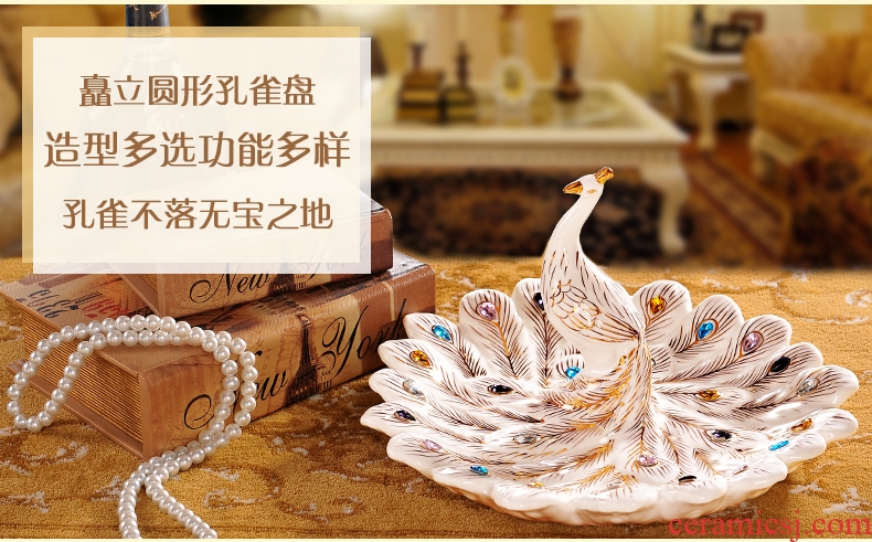 Modern European furnishing articles compote home sitting room tea table individuality creative ceramic fruit bowl peacock tea table decorations