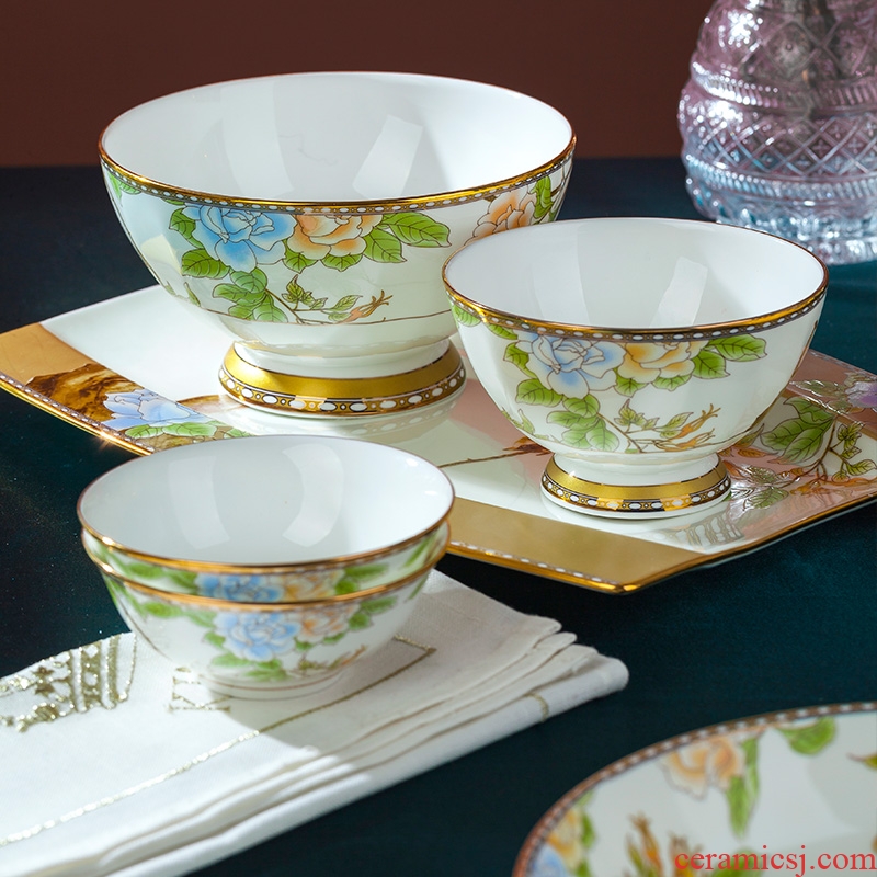 Blower, jingdezhen ceramic tableware suit light dishes to use Chinese wind high - end key-2 luxury ceramics dishes