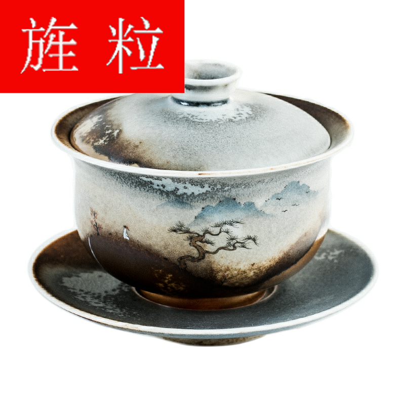 Continuous grain of wood up change hand - made humanities kei chan tureen jingdezhen kung fu tea set three to make tea tureen ceramic bowl