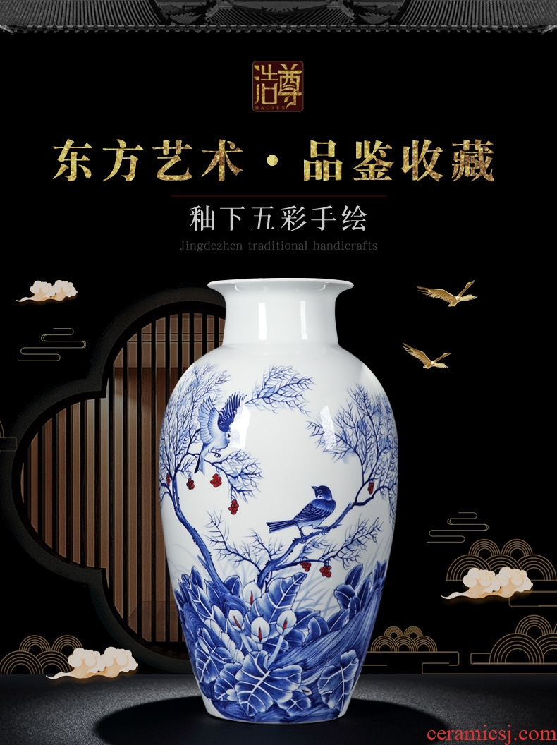 New Chinese style household adornment big vase model profiled living room dry flower flower arranging flower implement black ceramic vase - 583285475825