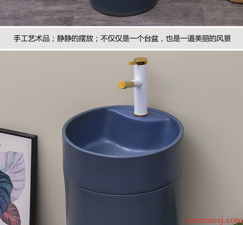 Northern wind column type lavatory basin of ceramic one - piece floor column balcony toilet lavabo contracted household