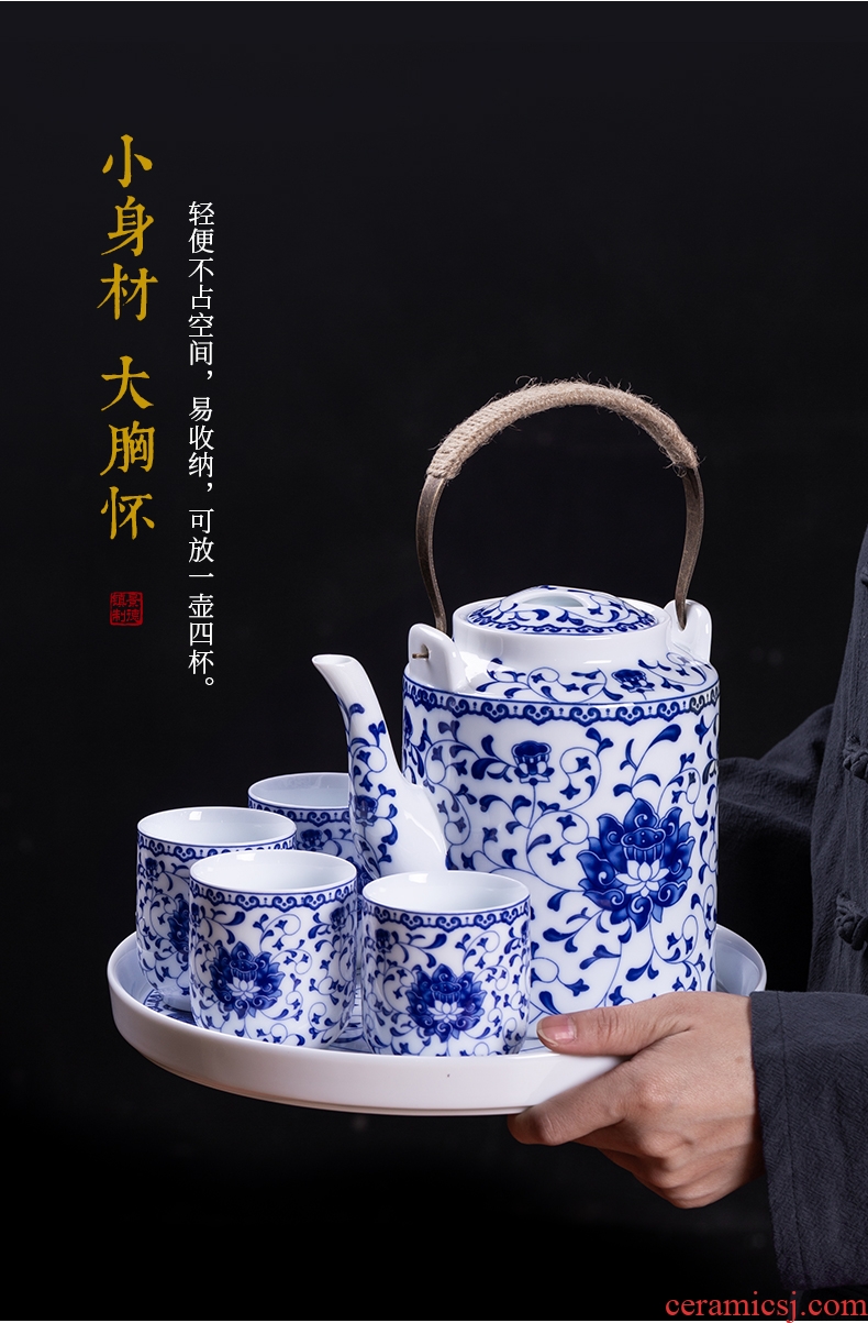 Circular tray tea tray, ceramics jingdezhen porcelain tea sets tea tray was domestic large - sized ceramic dish of tea accessories